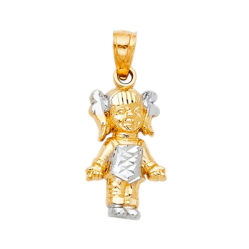 14k Two Tone Girl Pendant